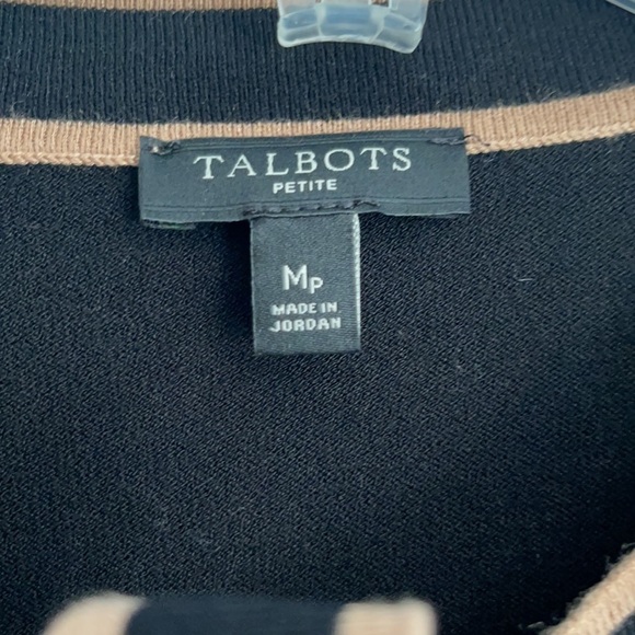 NWOT talbots black stripe-trim tie neck cardigan US MP - Picture 6 of 9